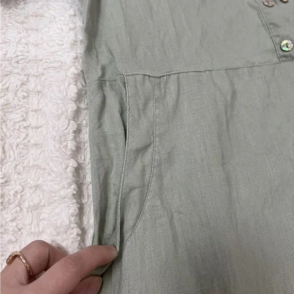 Grae Cove Lagenlook Sage Green Linen Midi Dress, M - Picture 7 of 12